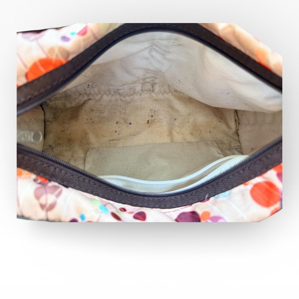 Vintage LeSportsac Crossbody Bag Tan Floral Print Adjustable Strap Medium Size - Picture 7 of 9